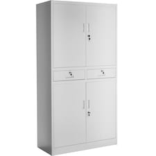 Filing Cabinet Cosmo - 2 drawers, 5 adjustable shelves, 180 x 80 x 40 cm | Grey | light grey | 80 x 40 x 180 cm | 1