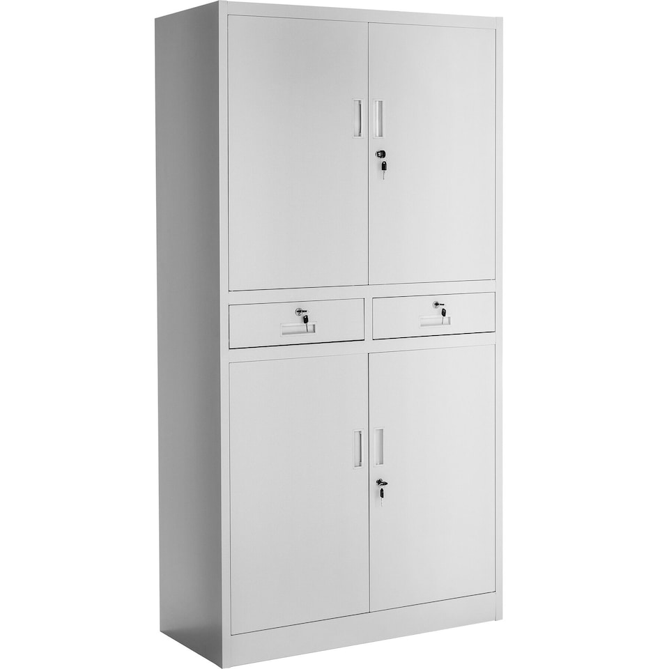 image 1 of Filing Cabinet Cosmo - 2 drawers, 5 adjustable shelves, 180 x 80 x 40 cm | Grey | light grey | 80 x 40 x 180 cm | 1