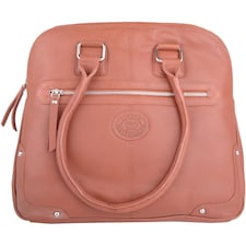 London Leathergoods Womens Large Premium Soft Leather Travel / Work Hand Bag / Shoulder Bag | Brown | Tan