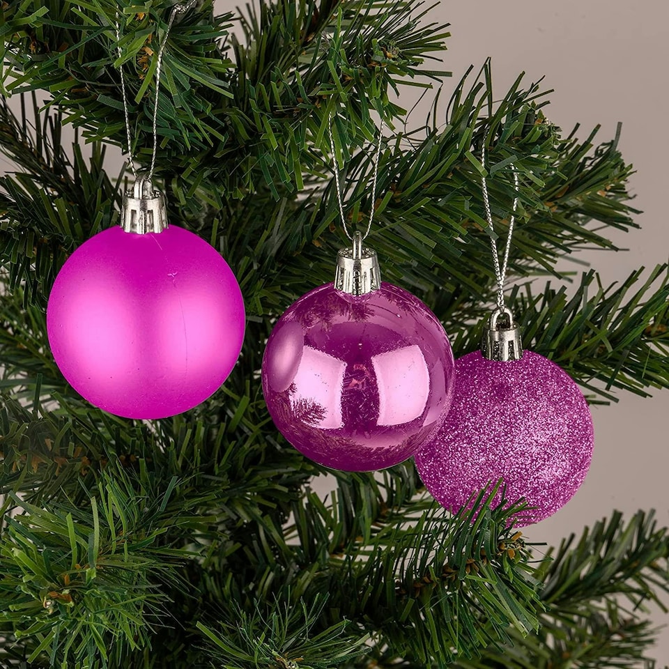 image 1 of 50mm/24Pcs Christmas Baubles Shatterproof Pale Pink
