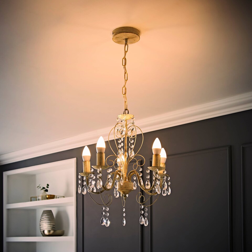 image 1 of ValueLights Lille White Ceiling Light Chandelier | White