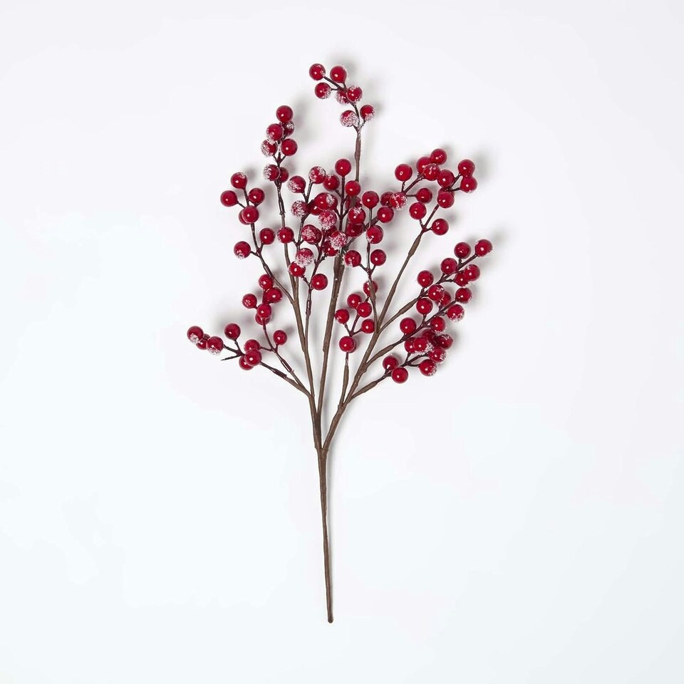 image 1 of Homescapes Artificial Winter Snow Berry Single Stem Bouquet