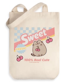 Pusheen the Cat Ladies Beige Heart Tote Bag | Classic Cartoon