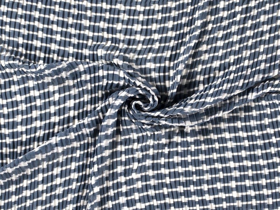 Blue Pleated Chiffon Plisse Fabric for Dressmaking, 140cm / 55" Wide - per metre
