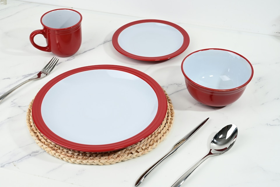 image 1 of 16pc Camden Red Dinner Set