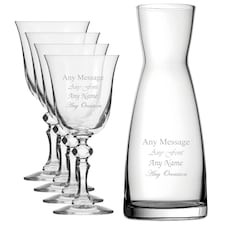 Personalised Engraved Set of 4 Crystal Jasmine Wine Glass Carafe Set