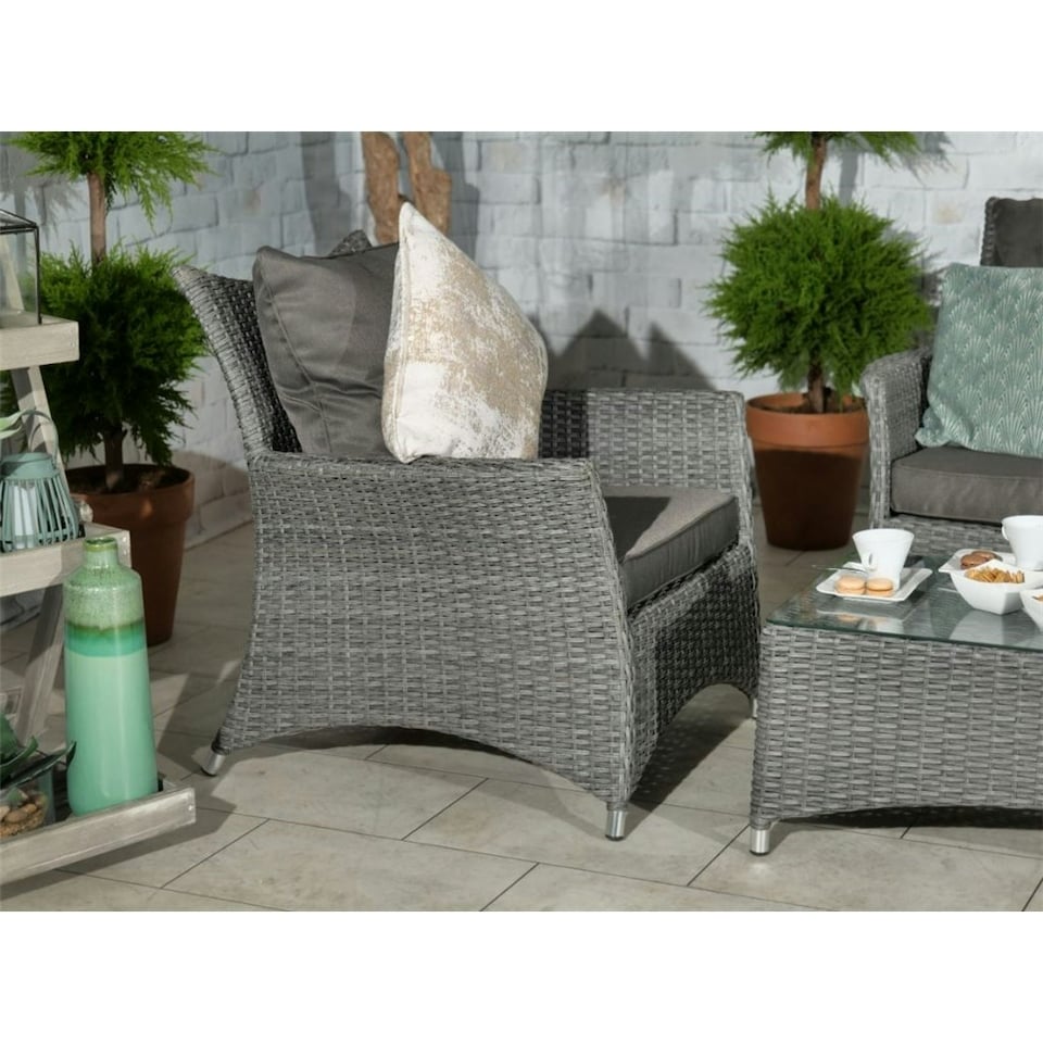 image 1 of 4 Seater 4 Piece Lounging Coffee Set - 2 Seater, 2 Armchairs with Coffee Table Including Cushions
