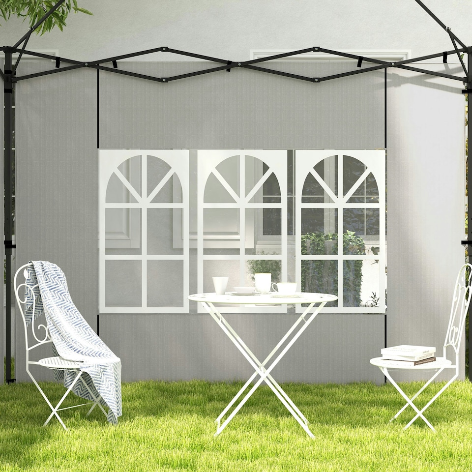 image 1 of Outsunny Gazebo Side Panels for 3x3(m) or 3x6m Gazebo Canopy, 2 Pack, White