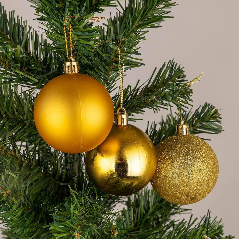 image 1 of 50mm/24Pcs Christmas Baubles Shatterproof Gold,Tree Decorations