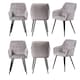 image 1 of Set of 6 Camden Modern Velvet Dining Chairs with Armrests, Quilted Design & Black Metal Legs Grey | Light Grey
