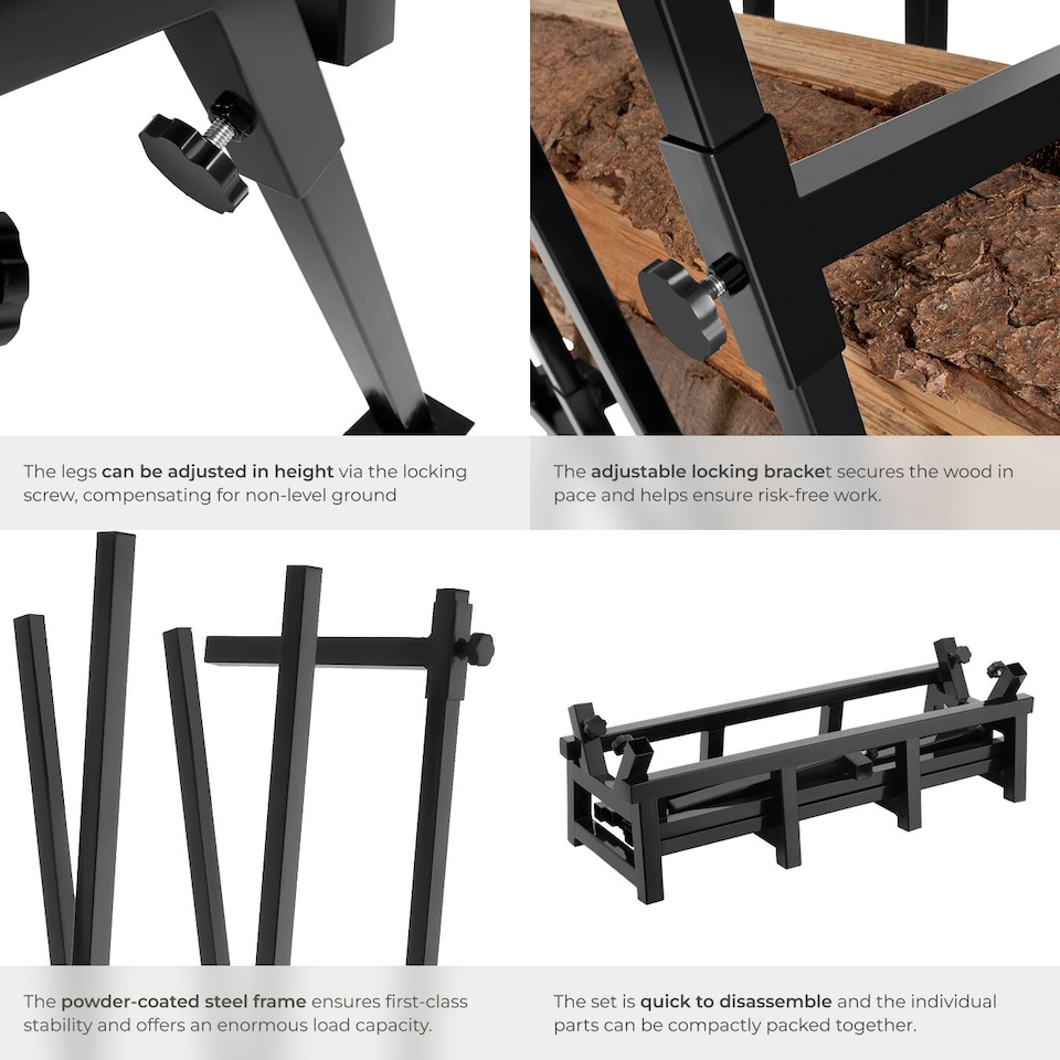 image 1 of Sawhorse - steel log saw, with locking bracket, height-adjustable feet