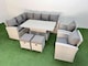 image 1 of Fimous 10 Seat Rattan Outdoor Garden Furniture Corner Sofa Set Adjustable Lifting Dining or Coffee Table Set with 2 Small Footstools Light Grey