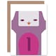 image 1 of Purple Pink Geometric Cartoon Age 1 Year Old Child Kids 1st Birthday Card