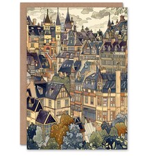 Cityscape Townhouse Trees Him Her Birthday Card