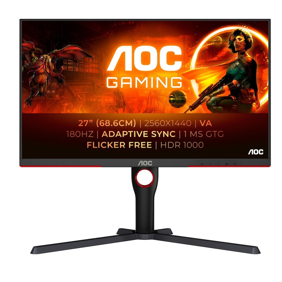 image 1 of AOC Q27G3XMN 27" QHD 180Hz 1ms Freesync Premium Gaming Monitor