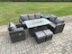 image 3 of Fimous Garden Patio Furniture Wicker Rattan Gas Fire Pit Table and Sofa Chair set with Side Table 2 Small Footstools
