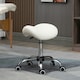 image 2 of HOMCOM PU Leather Saddle Stool w/ Moulded Padded Seat Adjustable Height Cream