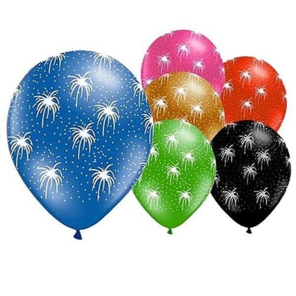 Assorted Fireworks Latex Balloons 30cm / 12 in - Pack of 6