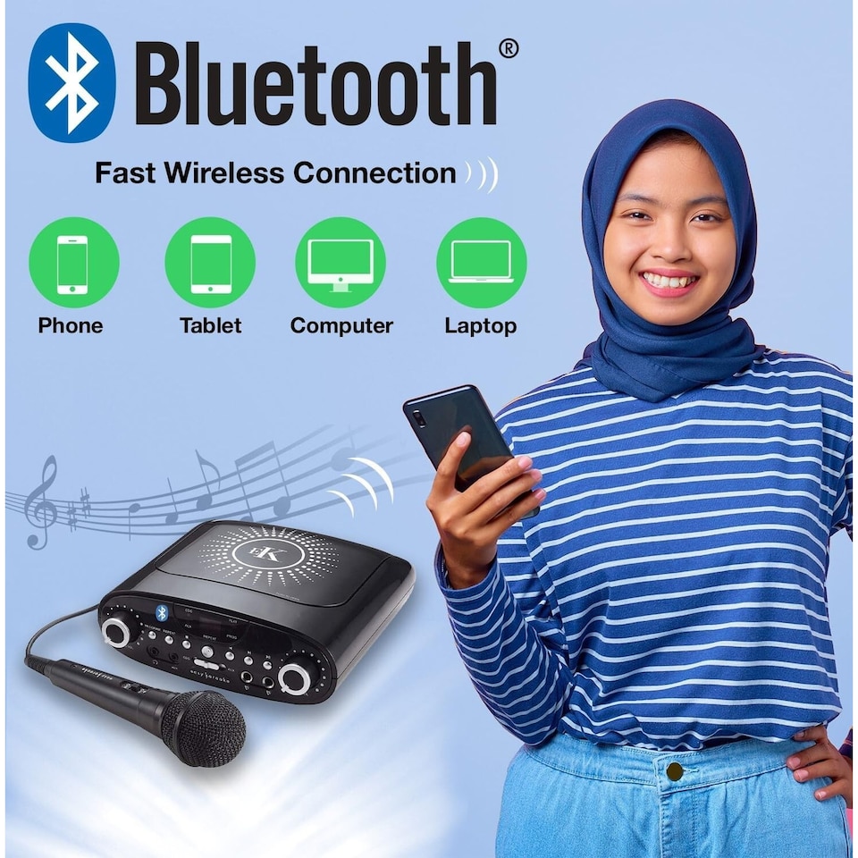 image 1 of Professional Karaoke Machine with Microphone | Bluetooth CDG Karaoke System for TV