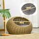 image 7 of PawHut Wicker Cat House with Washable Cushion for Indoor Cats, Light Brown