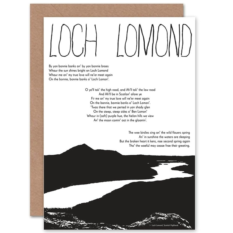image 1 of Traditional Scottish Song Lyrics Loch Lomond Scottish Scotland Card