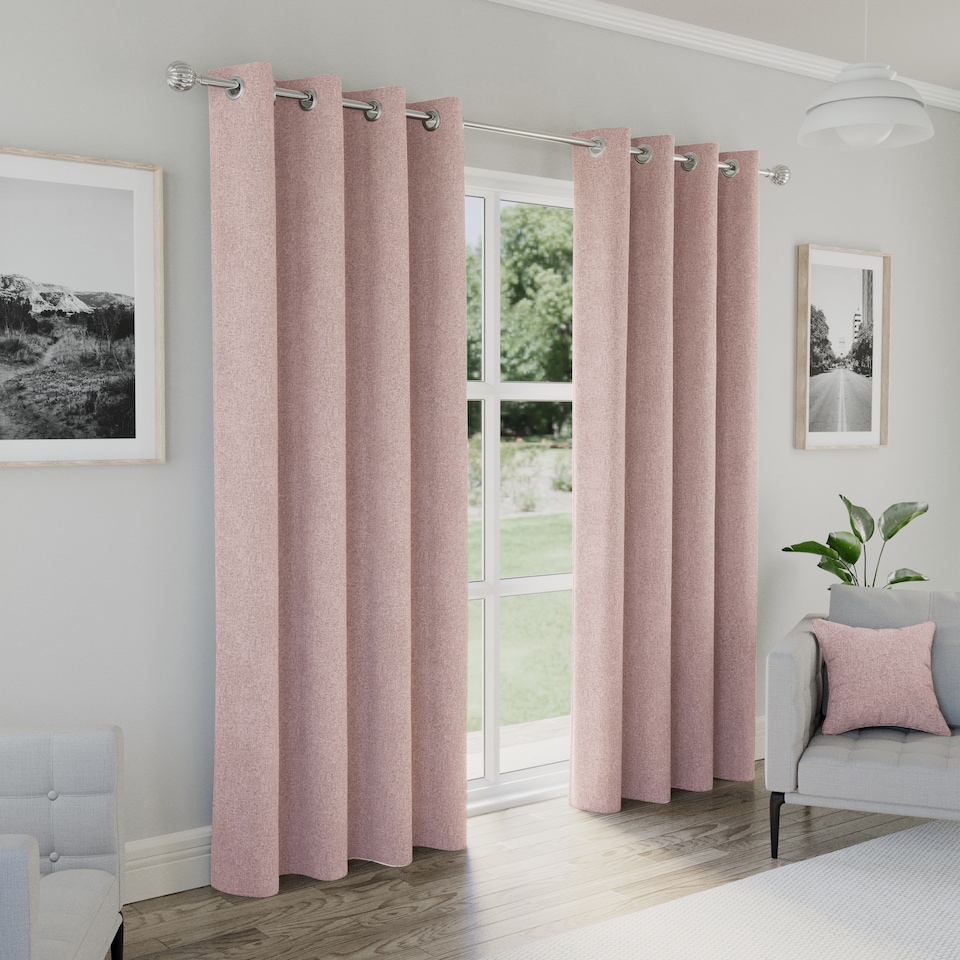 image 1 of Enhanced Living Austin Blackout, Thermal Blush Curtains with Eyelet Header (PAIR) - 90x72 inch (229x183cm) | Pink | Blush | 2