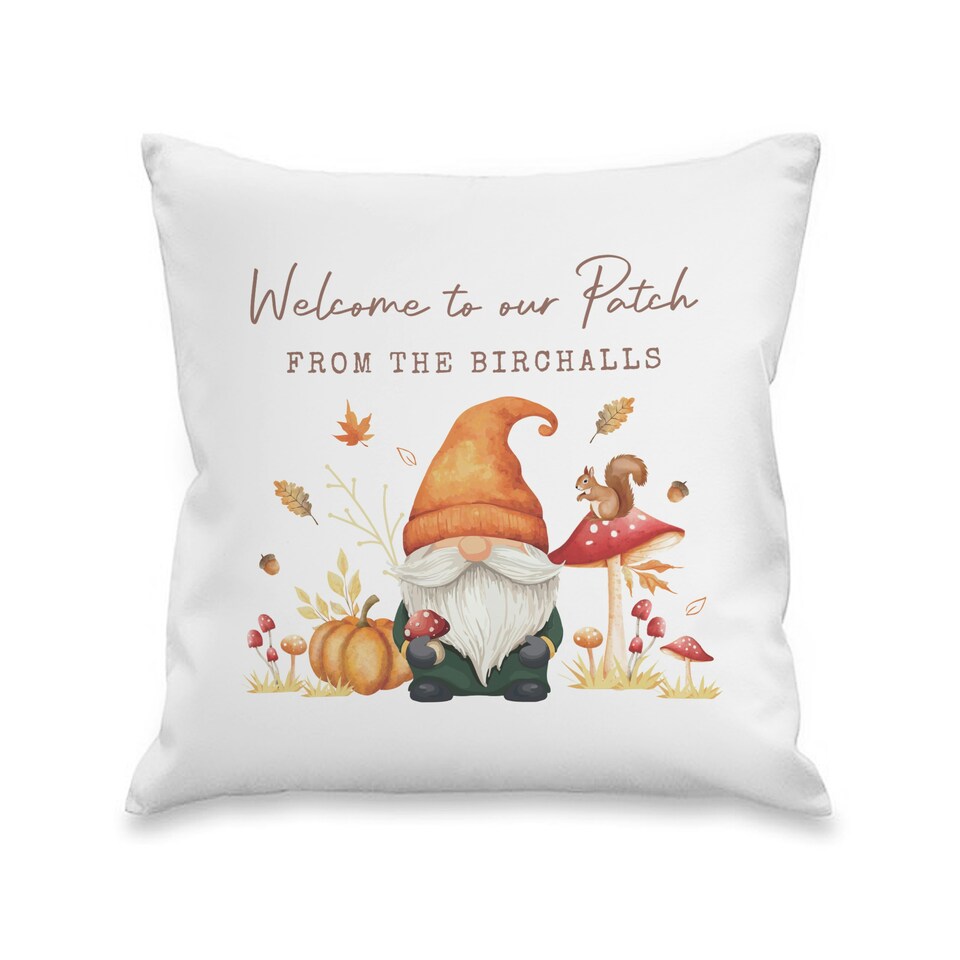 image 1 of Personalised Autumn Gonk Cushion | White