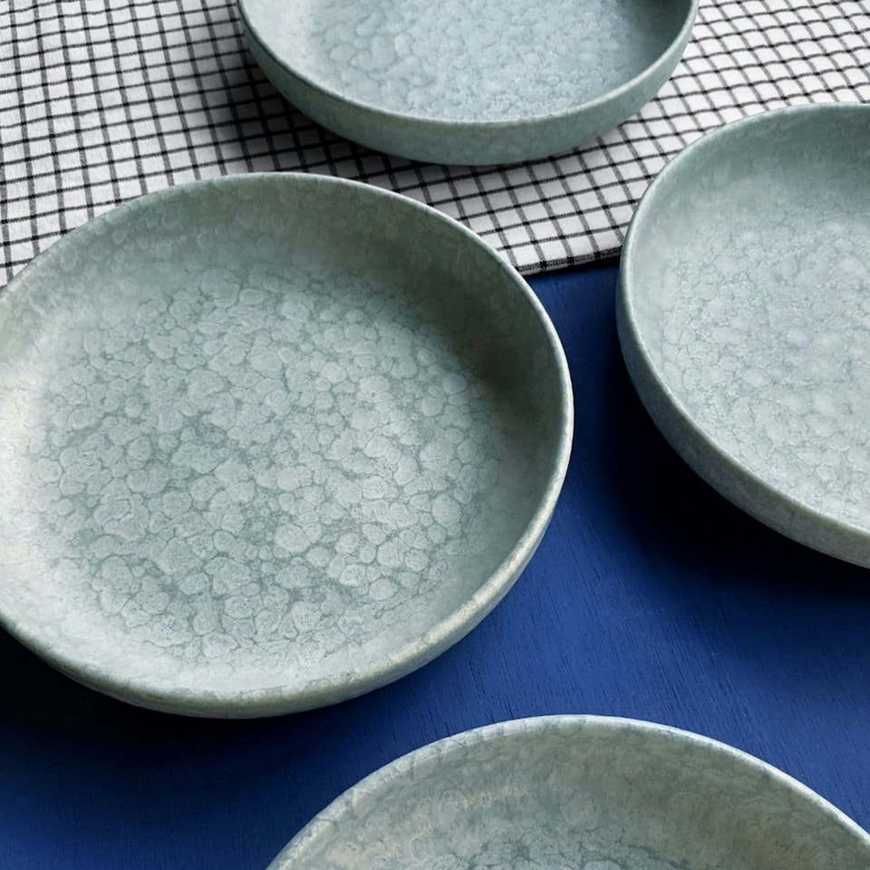 image 1 of Curateology LoHo Set of 4 Stoneware Cereal Bowls 21.5cm - Reactive Glaze Cloud Grey