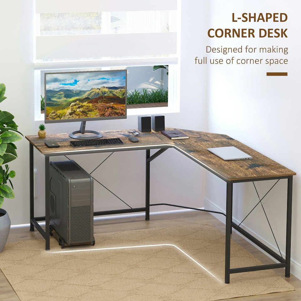 image 1 of HOMCOM Corner L-Shape Computer Desk Gaming PC Workstation for Home Office