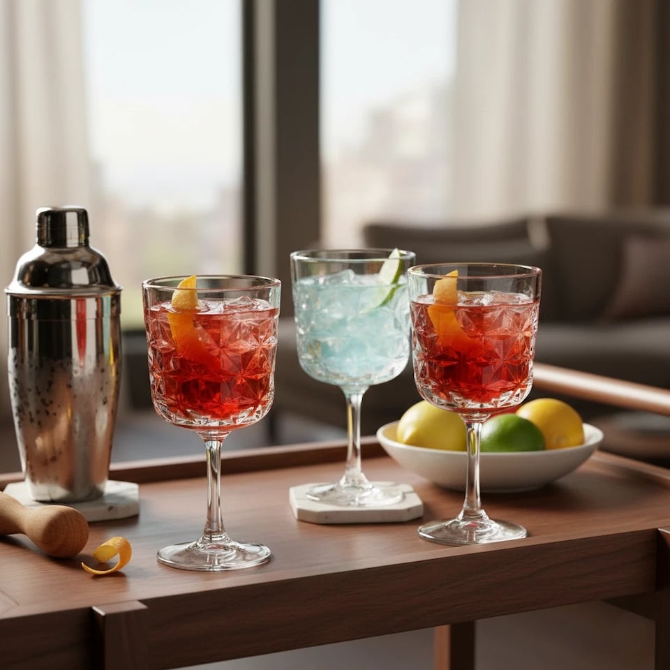 image 1 of 490ml Long Stemmed Cocktail Gin Beer Drinking Glasses Party | Clear | 8 Glasses