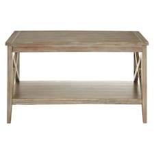 Interiors by Premier Winter Melody Coffee Table, Wood Table for Coffee and Outdoor with Bottom Shelf, Pine Wood & MDF Tea Table Cream