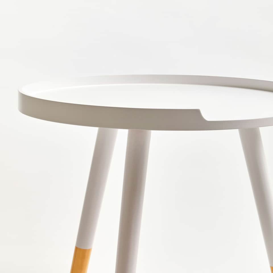 image 1 of Interiors by Premier White and Natural Round Side Table, Wooden Side Table, Natural Wood Side Table, White Wood Side Table