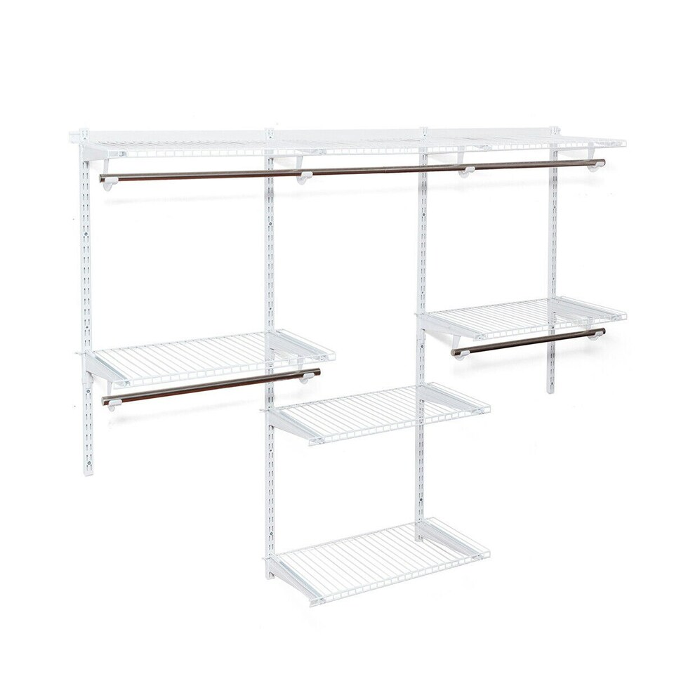 image 1 of COSTWAY Wall Mounted Closet System Organizer Rack Hanging Rod Silver | One Size