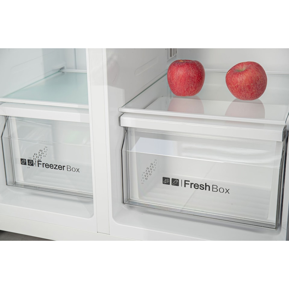 image 1 of HYE 444 Litre Frost Free American Fridge Freezer with Non-Plumbed Water Dispenser, 83cm, White - RF01AMWD460W03