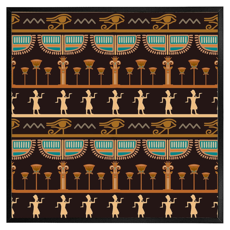 image 1 of Orange & black hieroglyphs (Picture Frame) Grey | XL