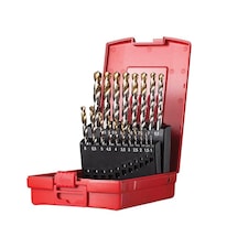 Dormer A095 Hss - Tin Coated Jobber Drills, Metric - Multi Colour - Set of 19 1.0-10.0 x 0.5mm