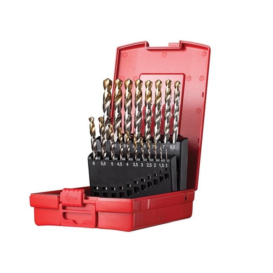 Dormer A095 Hss - Tin Coated Jobber Drills, Metric - Multi Colour - Set of 19 1.0-10.0 x 0.5mm