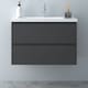 image 2 of AICA 800mm Wall Mounted Bathroom Vanity Unit With Ceramic Basin,2 Soft Close Drawers for Storage,White,Flat packed