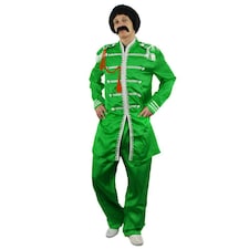 Adults Green Sergeant Pepper Costume – 60s Fancy Dress Outfit Green | S