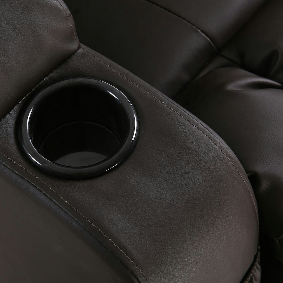 image 1 of Caesar Single Motor Rise Recliner Bonded Leather Heat & Massage Chair (Brown)
