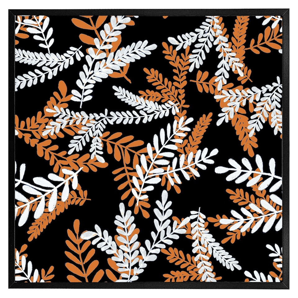 image 1 of White & orange olive leaves (Picture Frame) Brown | Oak | XL