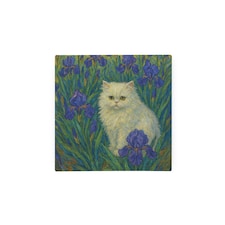 Van Gogh Irises Cat Portrait Glass Hot Pot Stand - Heat Resistant Non-Slip Trivet