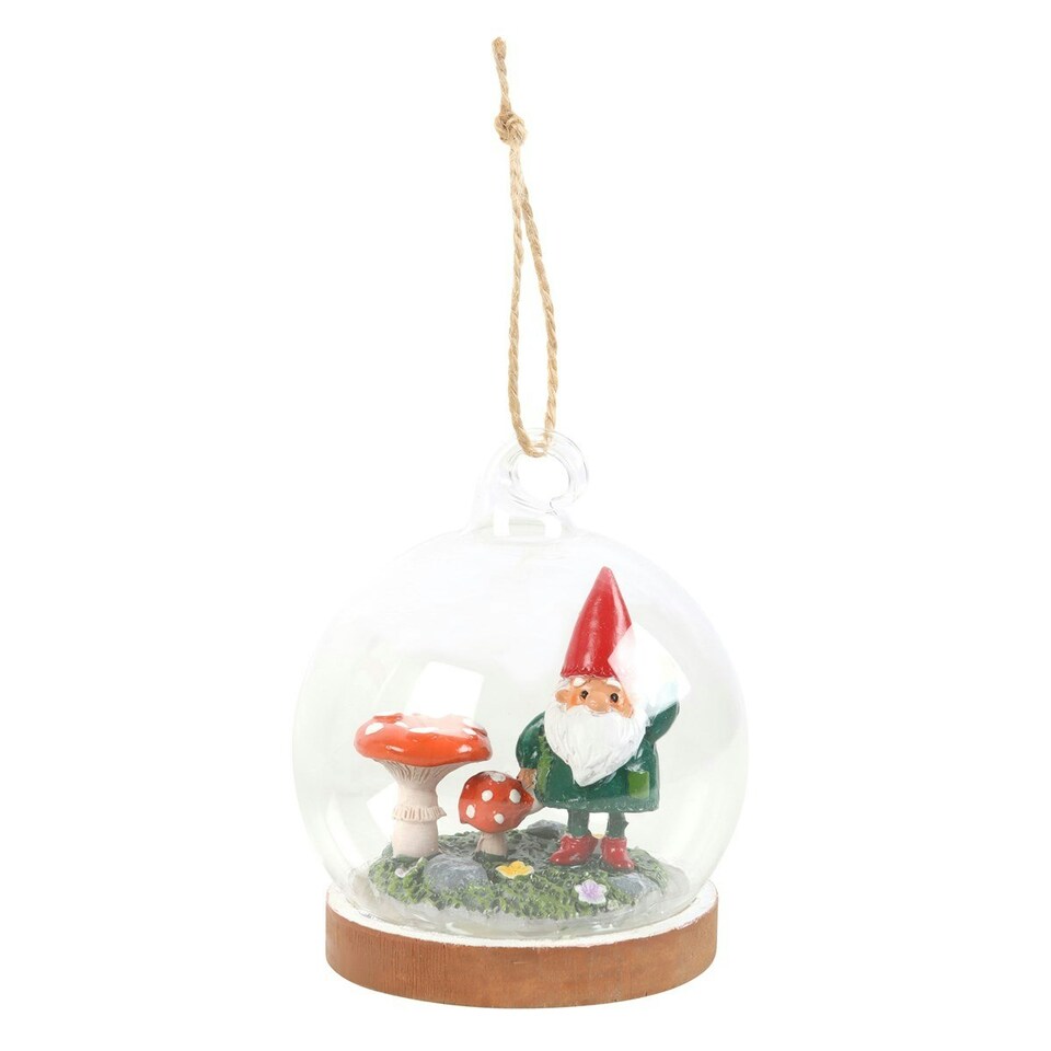 Something Different Glass Gnome Hanging Decoration - Green/Red/Clear - One Size
