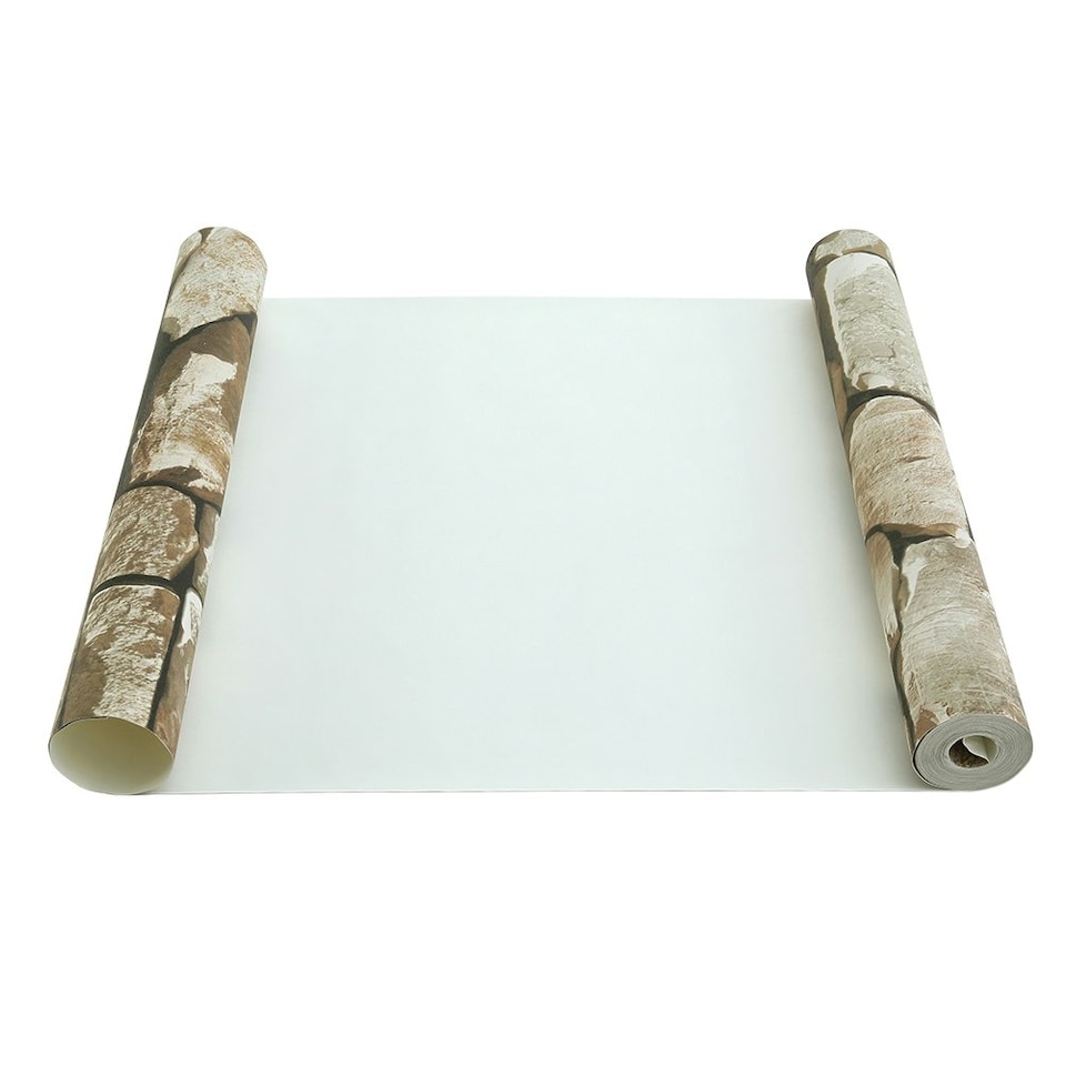 image 1 of Living and Home Rustic Stone Brick Textured PVC Wallpaper | Multi