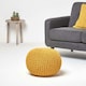 image 2 of Homescapes Mustard Round Cotton Knitted Pouffe Footstool - 35 x 40 cm | Yellow | H 35cm x W 40cm