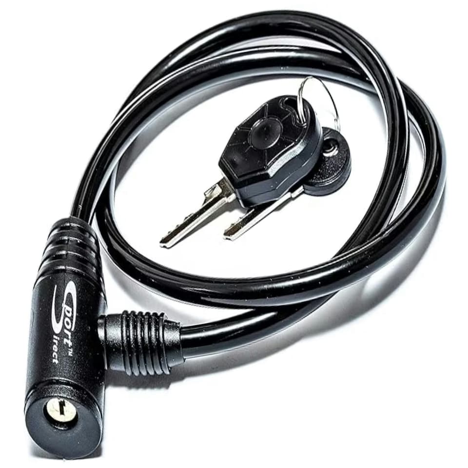 image 1 of Sport Direct 6mm x 76cm Bike Cable Lock With LED Key | Black