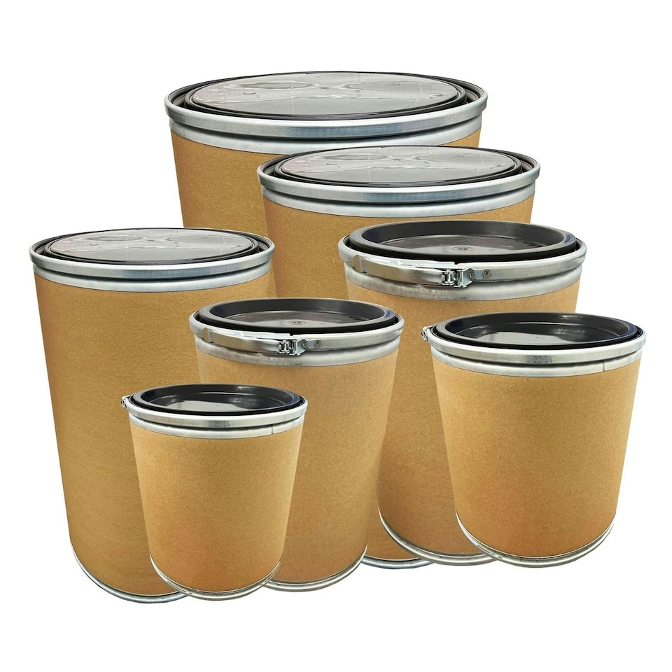 image 1 of 120 Litre Cardboard Fibre Keg Shipping Barrels With Lever Lock & Lid For Powders & Granules Brown