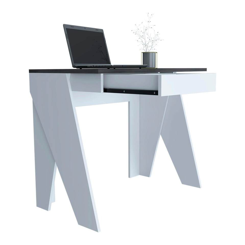 image 1 of Core Products White Dallas Home Office Desk with Drawer, H75.2cm x W91.3cm White