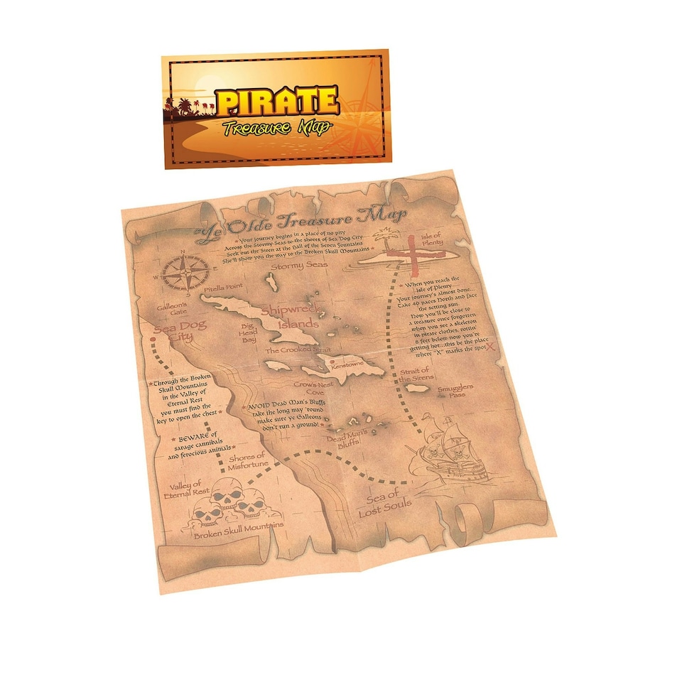 image 1 of Bristol Novelty Pirate Treasure Map - Brown - One Size