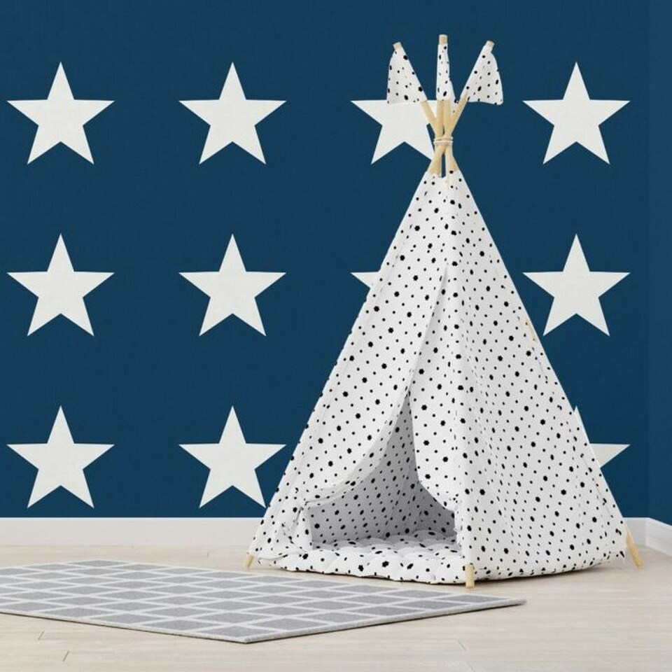 image 1 of World of Wallpaper Star Wallpaper - Navy/White - 32.1ft x 21in Blue